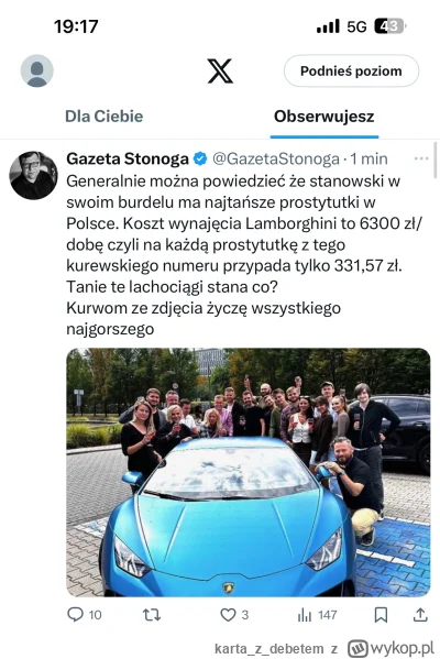 kartazdebetem - #stonoga pijany i niespełna rozumu. Gdyby był wypłacalny to można by ...