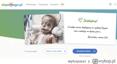 wykopuser - Wpłacone - https://www.siepomaga.pl/zofia-anders