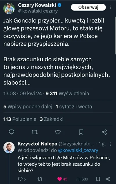 IdillaMZ - KO
Kto oglada LM w Polsacie, ten sie w ogole nie smieje, bo odbieraja caly...