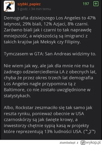 ziumbalapl - >#gta o co chodz z tym narzekaniem na czarnych? Nie widziałem ani jedneg...