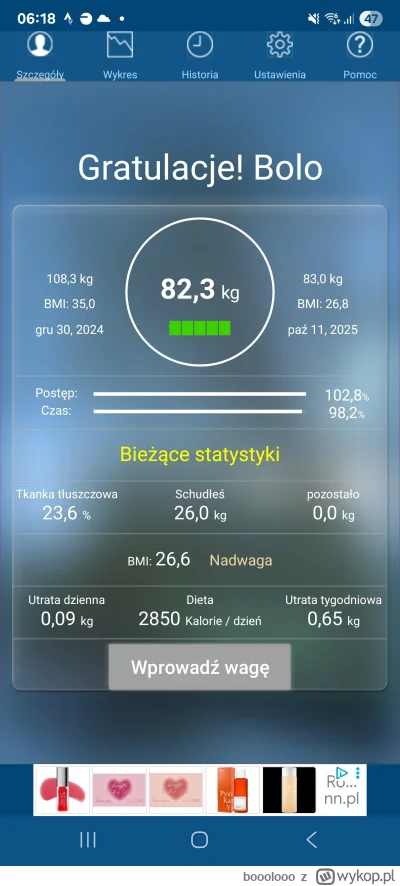 booolooo - Plan minimum na ten rok osiągnięty. Idę po plan optymistyczny, tj. 78kg do...