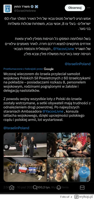 Fokcuf - @netvaluator to są Żydzi wracający do izraela, a nie polski. Jak zwykle wyko...