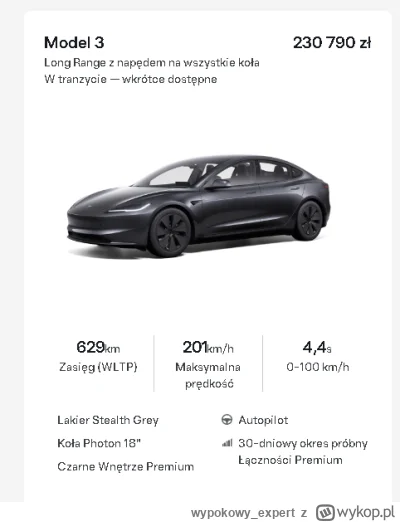 wypokowyexpert - >W meleks long range 4x4 

@ulath:  https://www.tesla.com/plPL/m3/or...