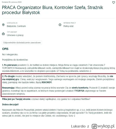 Lukardio - #pracodawcy #ofertypracy #bialystok #rakcontent
#polska #pracbaza #pytanie...