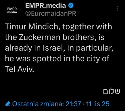 Metris - Kolega Zełenskiego zamieszany w najnowszą grubą aferę korupcyjną już w Izrae...