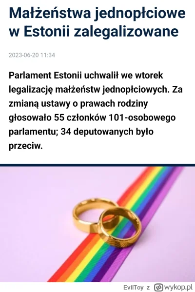 EvilToy - Estonia właśnie zalegalizowała małżeństwa homoseksualne, jako pierwszy kraj...
