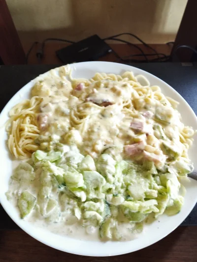 what-up - #przegryw Makaron carbonara z mizerią dla jego dziś na obiad.