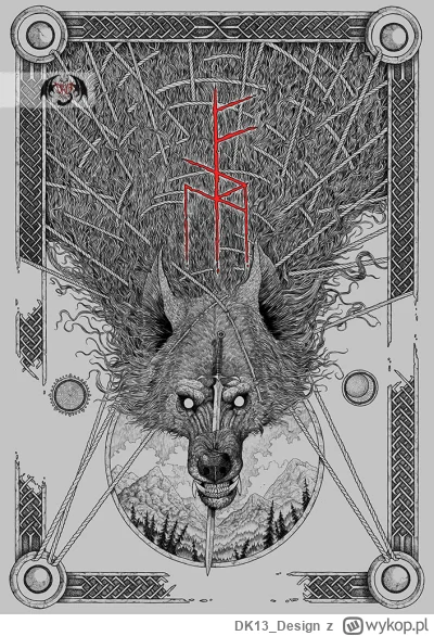 DK13_Design - Fenrir. Ogromny wilk z nordyckiej mitologii. Syn Lokiego. 
Rysunek wyko...