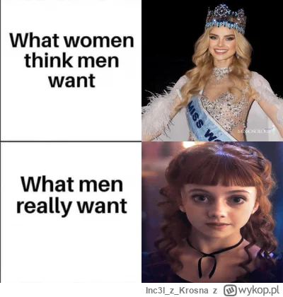 Inc3lzKrosna - #blackpill #prokuratorboners 
Przeciętna 16 latka >>>> stara miss univ...