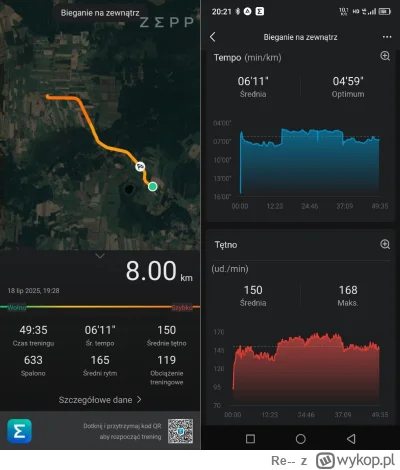 Re-- - 22 681,48 - 8,00 = 22 673,48

Pierwszy bieg progowy zrobiony!
2 km rozgrzewki...