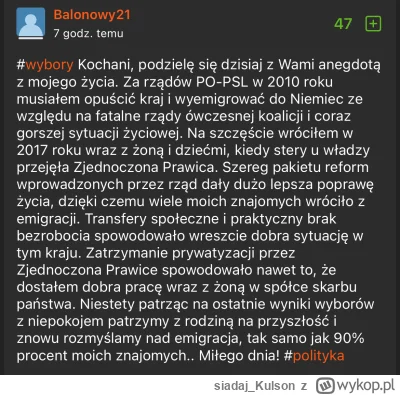 siadaj_Kulson - największym plusem aktualnej sytuacji na tagach #wybory i #polityka j...