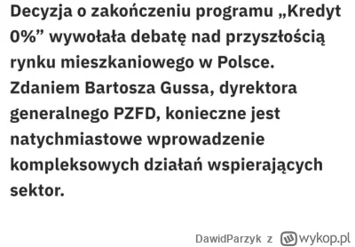 DawidParzyk - "Decyzja o zakończeniu programu „#Kredyt0%” wywołała debatę nad przyszł...