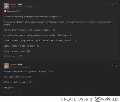 CREATE_USER - @Krupier: Dlaczego p------------z się tylko do jednej strony która zawi...