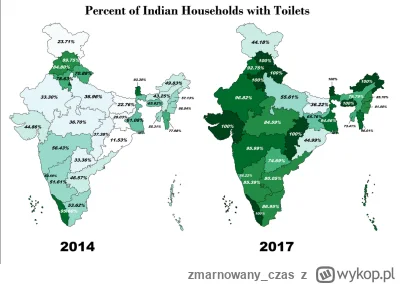 zmarnowany_czas - Procent gospodarstw domowych w Indiach posiadających dostęp do toal...