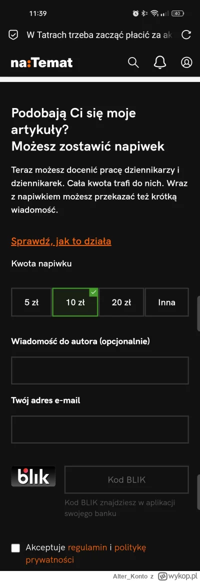 Alter_Konto - Zostaw napiwek lol, bezczelność nie zna granic