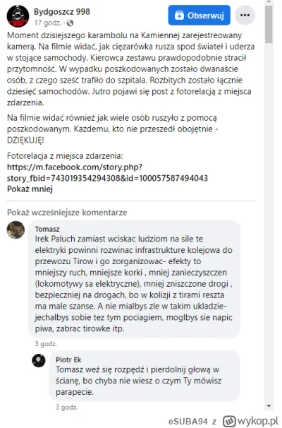 eSUBA94 - myślałem że głupszych komentarzy pod karambolem nie znajdę a jednak..