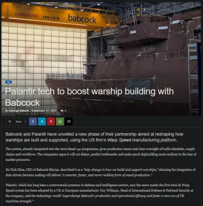 levzor - Palątir i brytyjskie przedsiębiorstwo Babcock International projektujące i b...