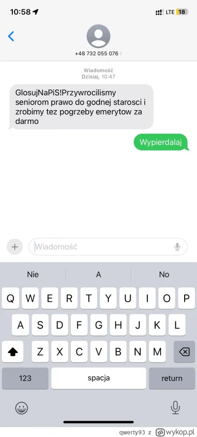 qwerty93 - Mireczki, dostałem właśnie taki sms z numeru 732055076. 
#bekazpisu #pis #...