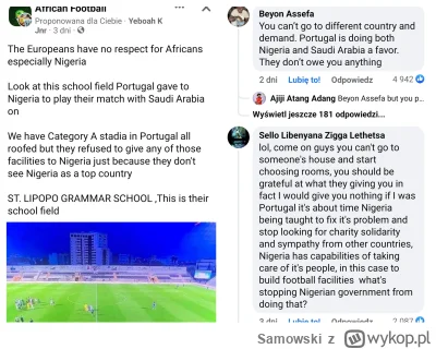 Samowski - Wyświetlił mi się na fb post z afrykańskiej grupy piłkarskiej o takiej tre...