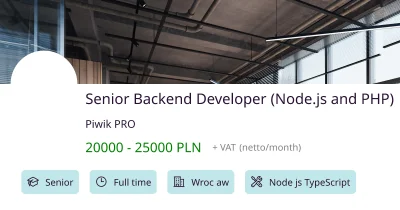 babagosz - #pracait #php #nodejs
🤓  Senior Backend Developer (Node.js and PHP)
💸  2...