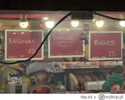 filip-kil - W Poznaniu stabilnie.
Szaszłyki 200 zł/kg
Kilo kaszanki 100 zł ( ͡º ͜ʖ͡º)...