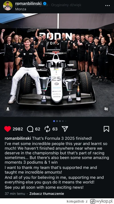 kolegaBob - #f1 Biliński ma lada moment ogłosić powrut Roberta Kubicy do ścigania w R...