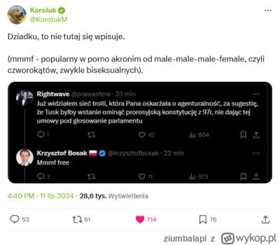 ziumbalapl - Krzysiu Bosak się pochwalił na Twitterku, że lubi pornosy z przeważającą...