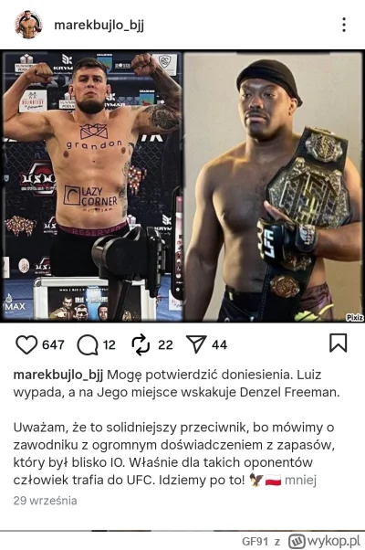 GF91 - #ufc #mmuga Już 22 listopada w Katarze, pierwszy występ Marka Bujło w UFC