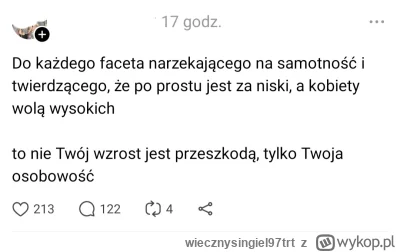 wiecznysingiel97trt - "Szłyszysz intzelu to nie twoja morda czy wzrost jest przeszkod...