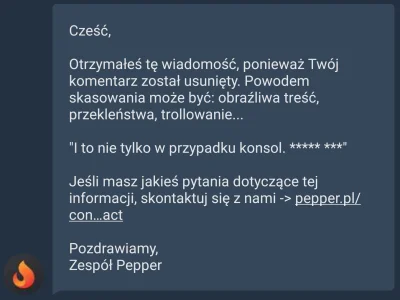 Aeterna - #pepper dał mi ostrzeżenie i usunął komentarz za osiem gwiazdek "*** *" xD ...