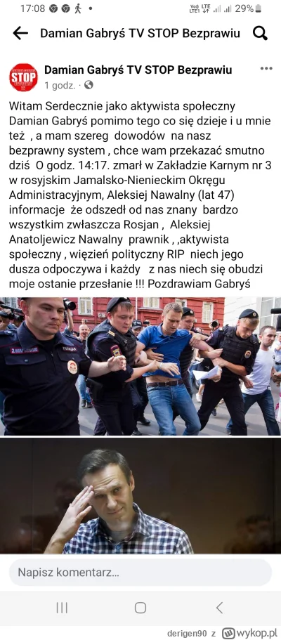 derigen90 - Tymczasem nasz polski "nawalny" czuję już oddech służb na plecach: