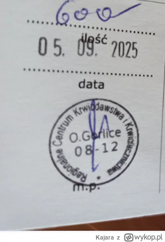 Kajara - 78 901 - 200 = 78 701
Data donacji - 05.09.2025
Rodzaj donacji - osocze
Miej...