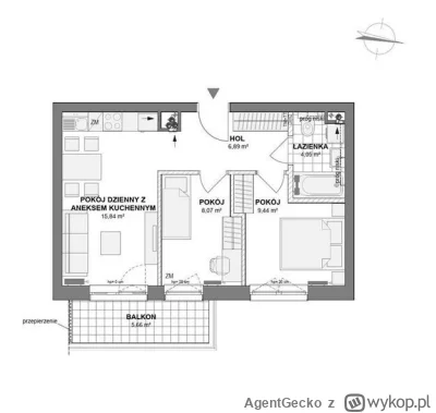 AgentGecko - Co szanowne grono ekspertów myśli o takim mieszkaniu trzypokojowym 46 m2...