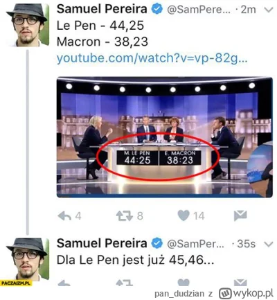 pan_dudzian - @witulo: dla le pen jest już 44 a dla Macrona tylko 38 ( ͡° ͜ʖ ͡°) #pdk