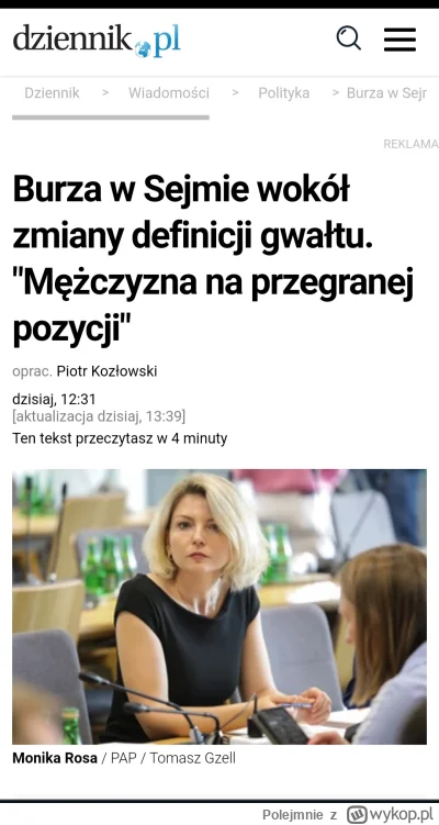 Polejmnie - Seks bez zgody będzie gwałtem
 - to główne założenie projektu modyfikując...