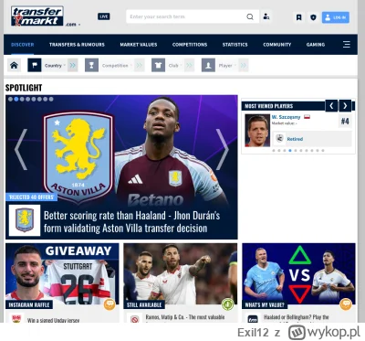 Exil12 - #fcbarcelona 
Szczena 4 najpopularniejszym piłkarzem na Transfermarket, za V...