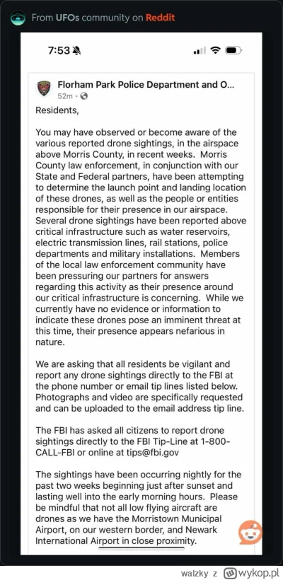walzky - FBI prosi o pomoc mieszkańców w kwestii „dronów”. To znaczy, że chłopaki sob...