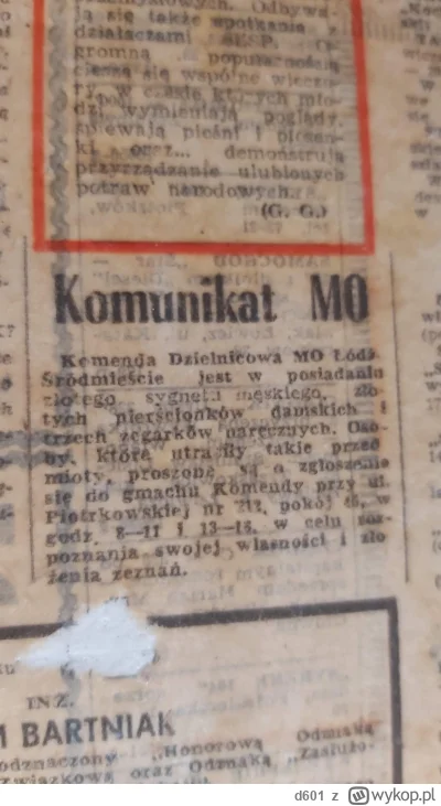 d601 - #nostalgia #prasowka #prl #gimbynieznajo 
Kawałek jakiejś gazety ze ściany