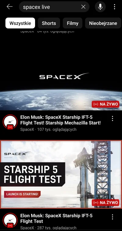 koniolizator - #youtube zajebisty portal xd 
Wpisujesz w wyszukiwarkę "spacex live" i...