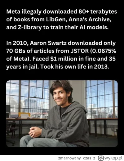 zmarnowany_czas - Podójne standardy. 

Meta pobrała z torrentów ponad 80TB książek do...