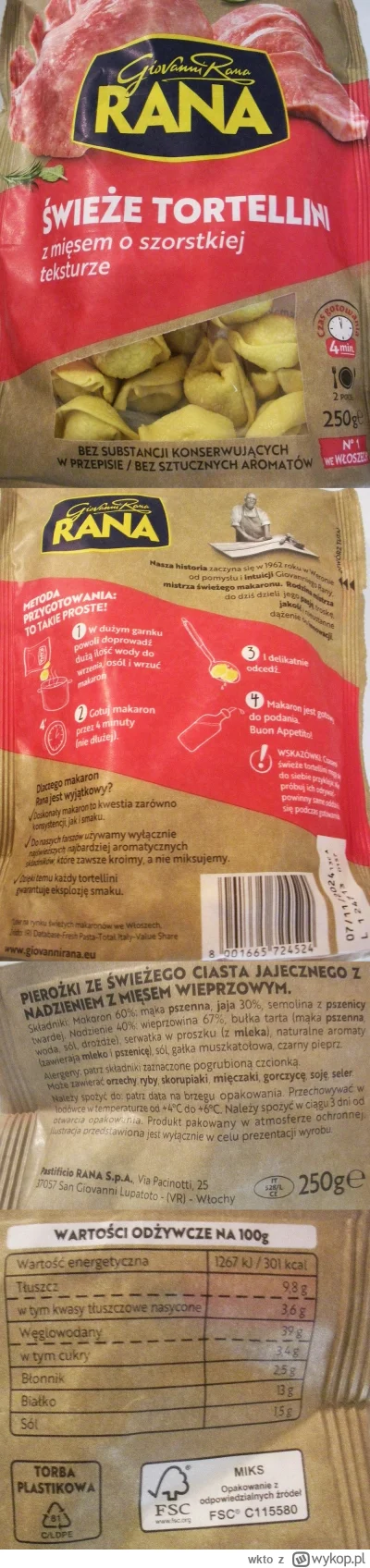 wkto - #listaproduktow
#tortellini z mięsem o szorstkiej teksturze Giovanni Rana #gio...