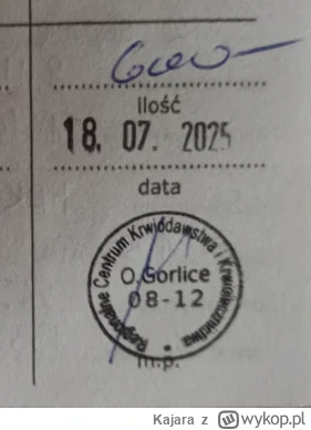 Kajara - 109 990 - 200 = 109 790
Data donacji - 18.07.2025
Rodzaj donacji - osocze
Mi...