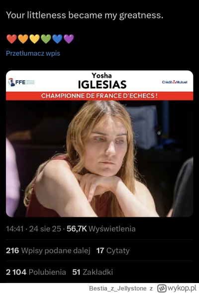 BestiazJellystone - #szachy #heheszki #bekazlewactwa
Wiecie kto został mistrzem Franc...