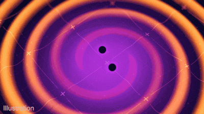 MajsterZeStoczni - Animacja pokazująca orbitujące wokół siebie czarne dziury generują...