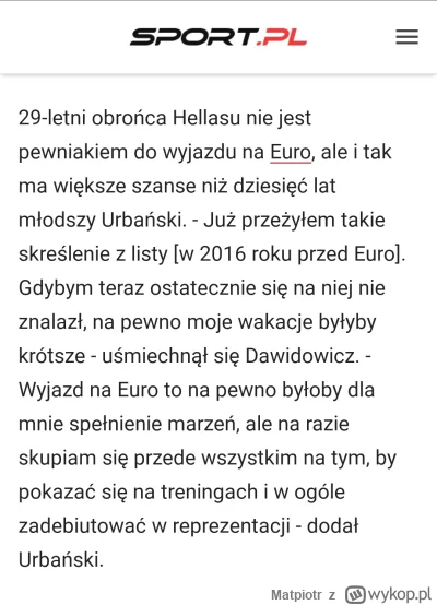 Matpiotr - Co ten dziennikarz pierd?
Dawidowicz to jest pewniakiem do pierwszego skła...