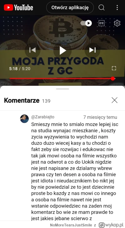 NoMoreTearsJustSmile - @zybyzy ale się tam odpalił jakiś frajer w komentarzach XDDDD