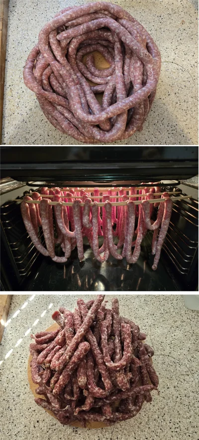 levzor - 2 kila kabanosów wieprzowych (łopatka + boczek 3:1)
1,5h, 80° termoobieg prz...