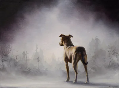 GARN - #sztuka #art #malarstwo #obrazy autor: Brian Mashburn | Dog in Fog | 2019 | oi...