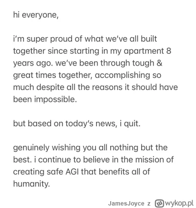 JamesJoyce - #programista15k #programowanie #openai #chatgpt

Brockman tez odchodzi z...