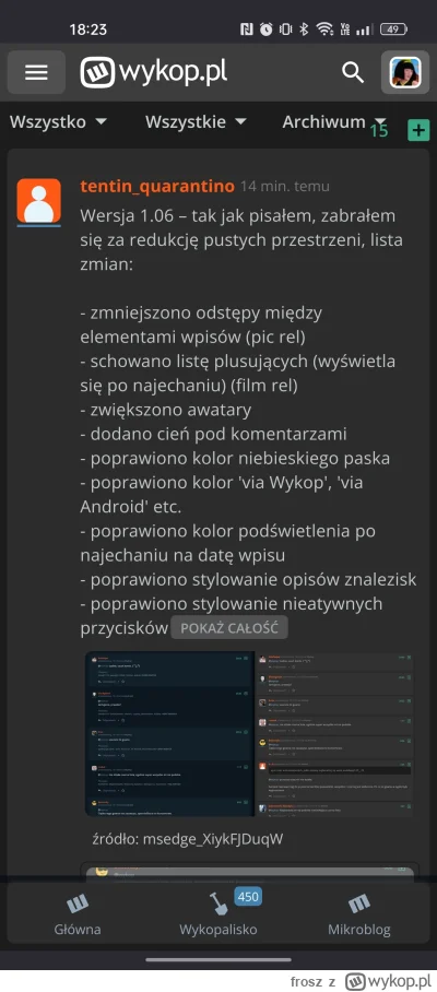 frosz - @tentin_quarantino: 
W wersji moblilnej wykopu troszkę się układ rozjeżdza